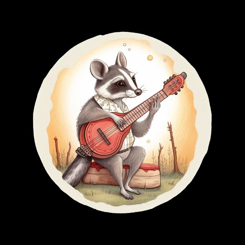 Opossum playing banjo