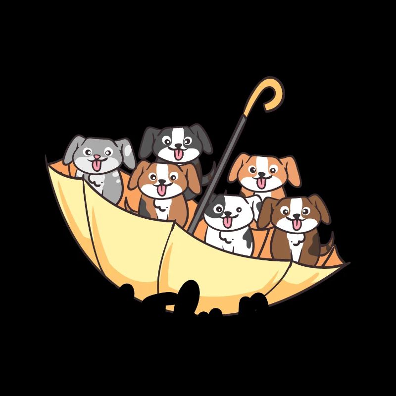 Drôle de parapluie à l’envers rempli de chiens - Anim