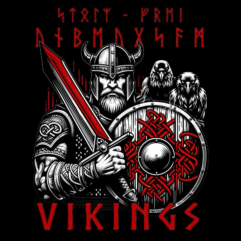Valhalla Dieu viking Odin avec corbeaux, épée