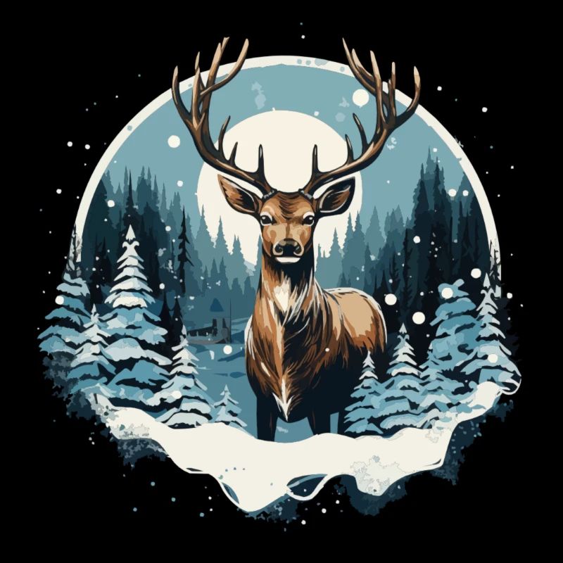 Hirsch - Wald und Schneedesign