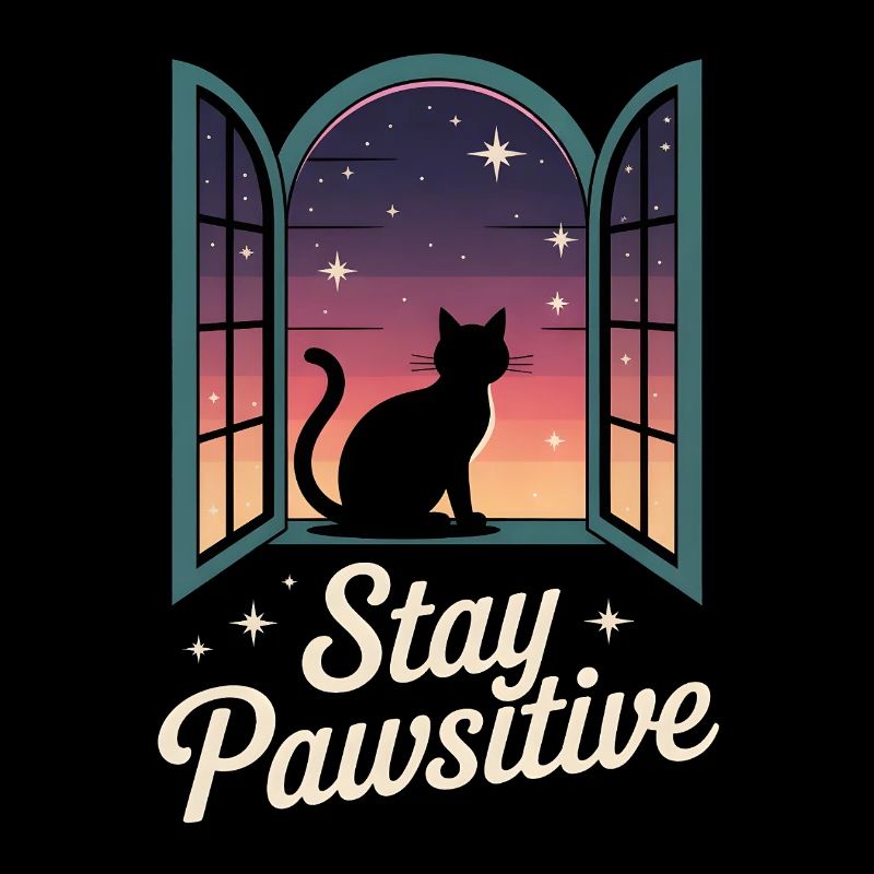 Stay pawsitive - Black cat at the window