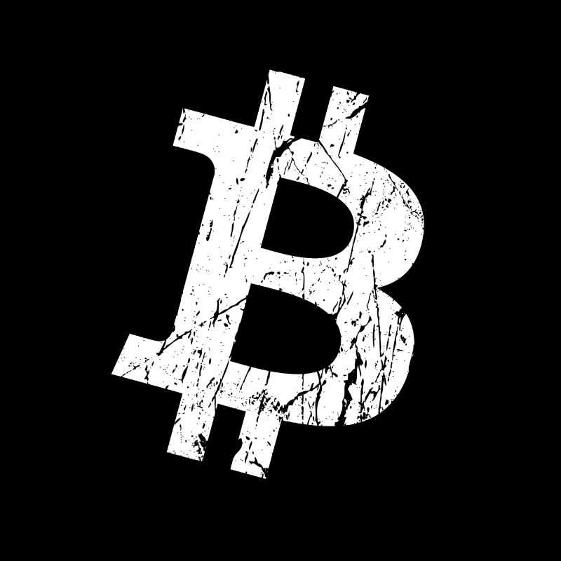 Bitcoin BTC Logo weiß grunge Effekt