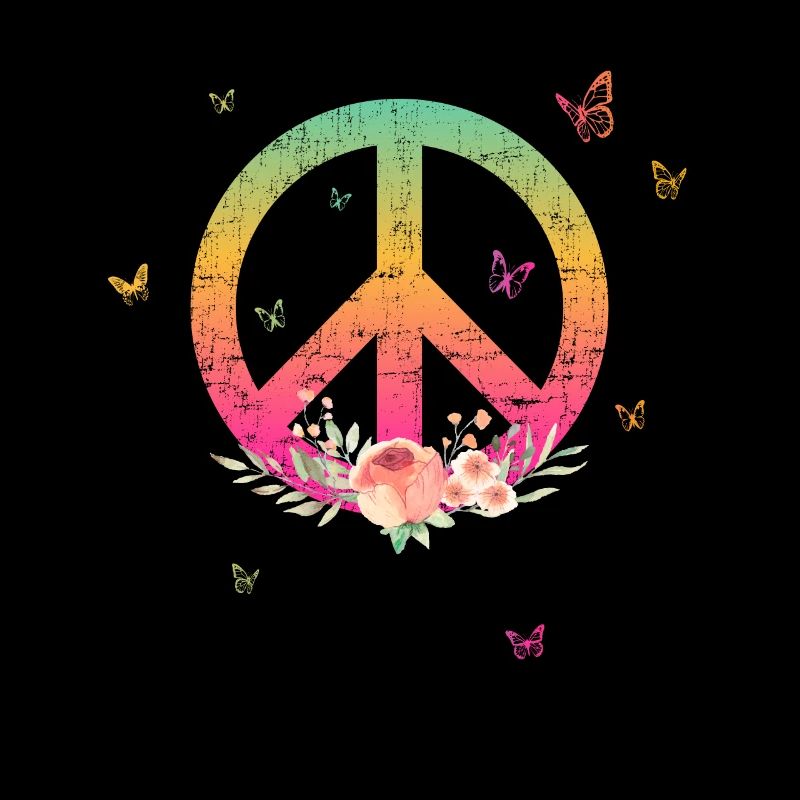 Make Peace not War - Peace Logo with Rose