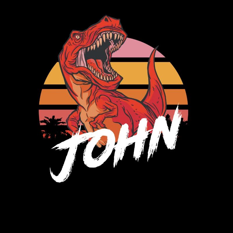 JOHN - Beautiful boy name with T-REX Dino