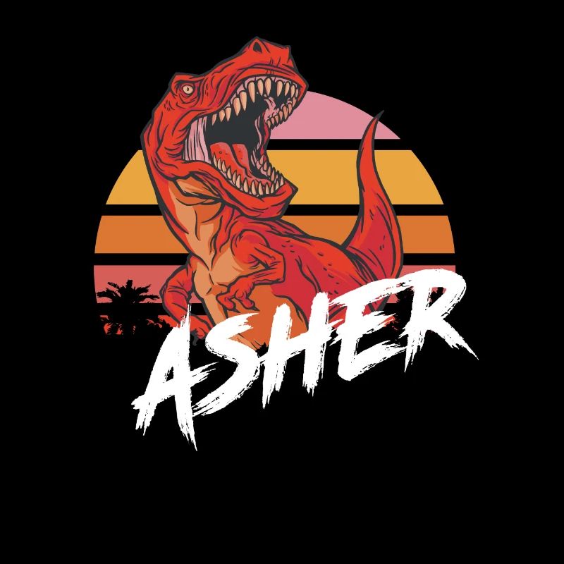 ASHER - Schöner Jungen Name mit T-REX Dino