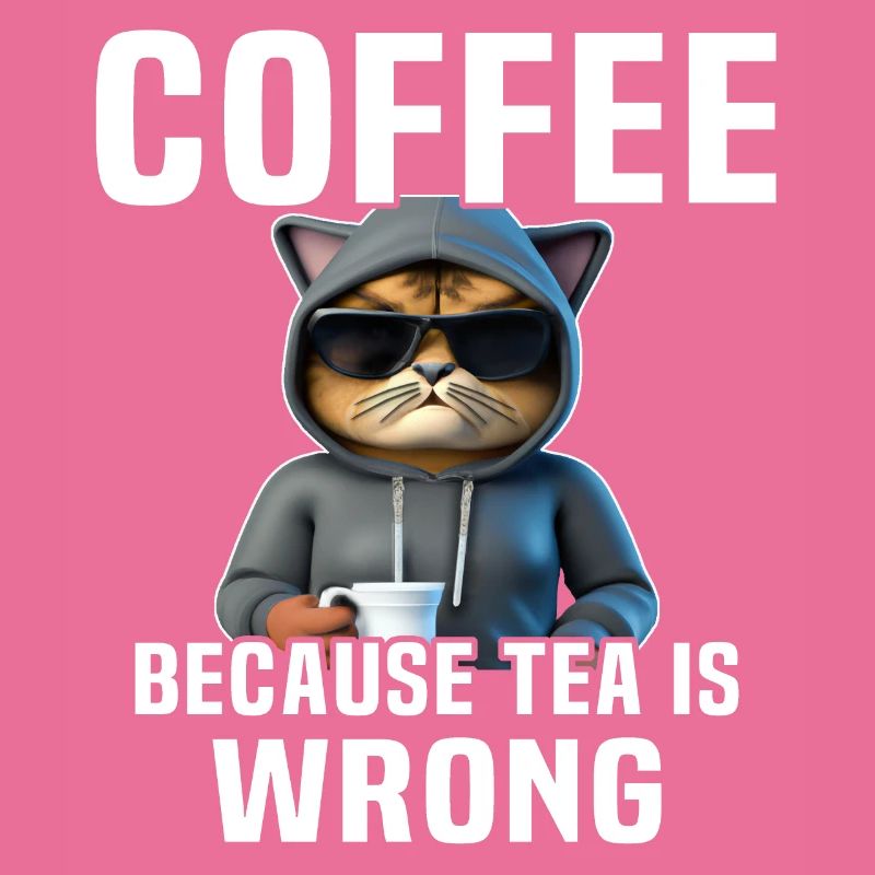 Coffee Drinking Cat Tea