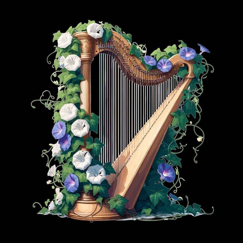 Harpe décorée de lierre et de gloire du matin