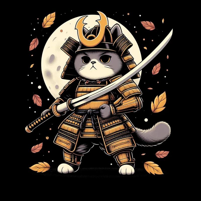 Japonais Samouraï Cat Warrior Retro Ninja