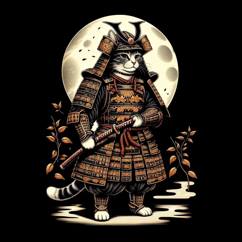 Japonais Samouraï Cat Warrior Retro Ninja