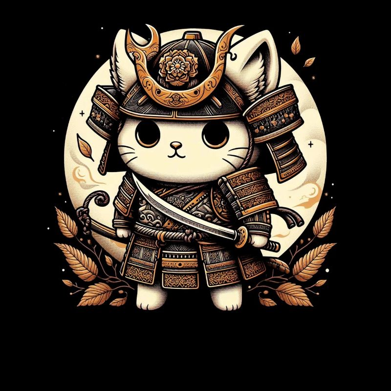 Japonais Samouraï Cat Warrior Retro Ninja