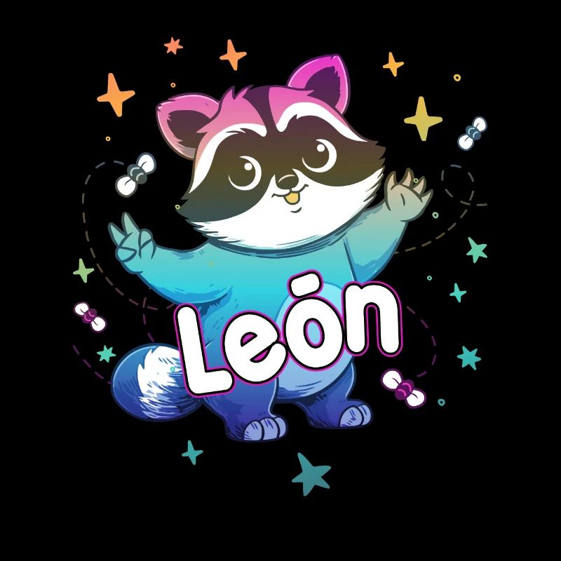 LEÓN - Beau nom de garçon avec un raton laveur mignon