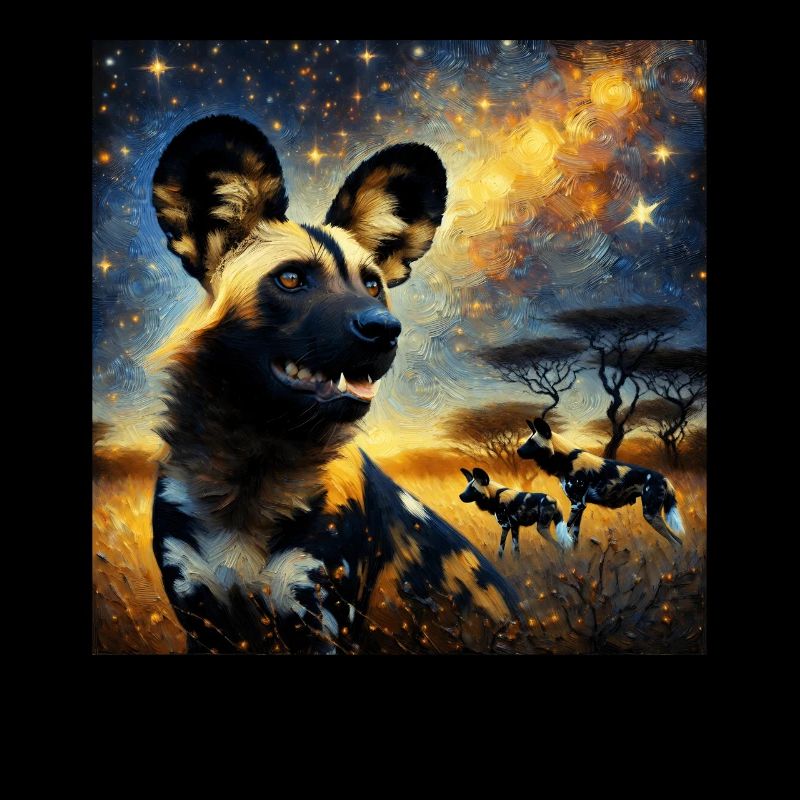 African Wild Dog Starry Night