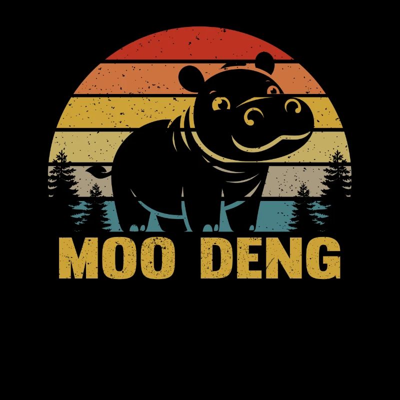 Moo Deng Rétro Mignon Pygmée Bébé Hippopotame Vintage