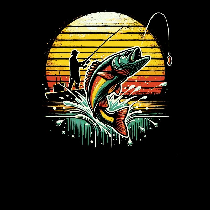 Pêcheur à la ligne Pêche Poisson Dans L’eau Bande dessinée