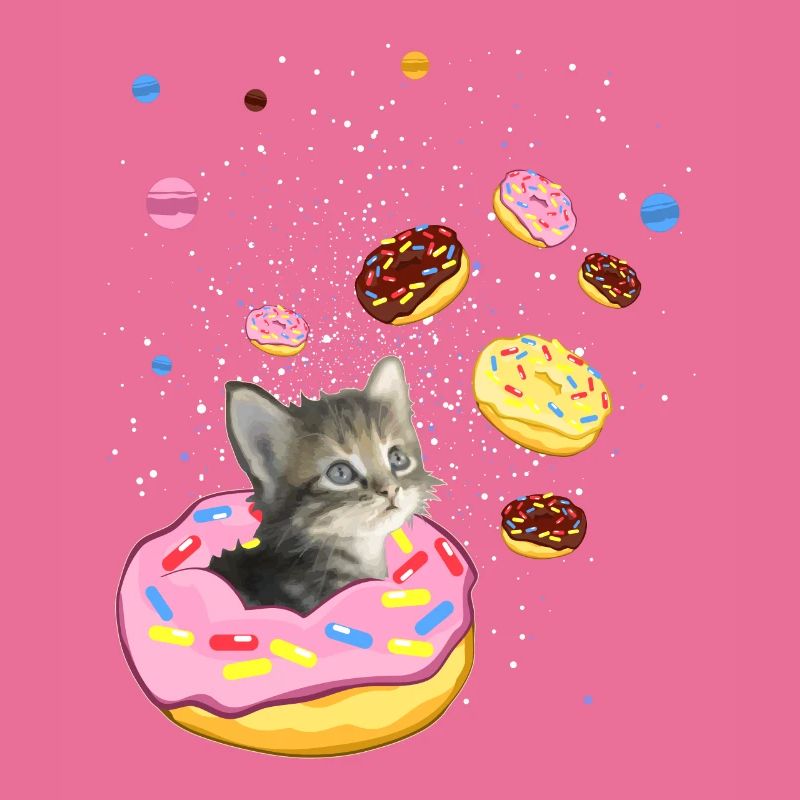 Chat mignon à l'intérieur de Donut dans l'espace