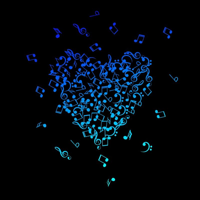 Music heart musical notes clef