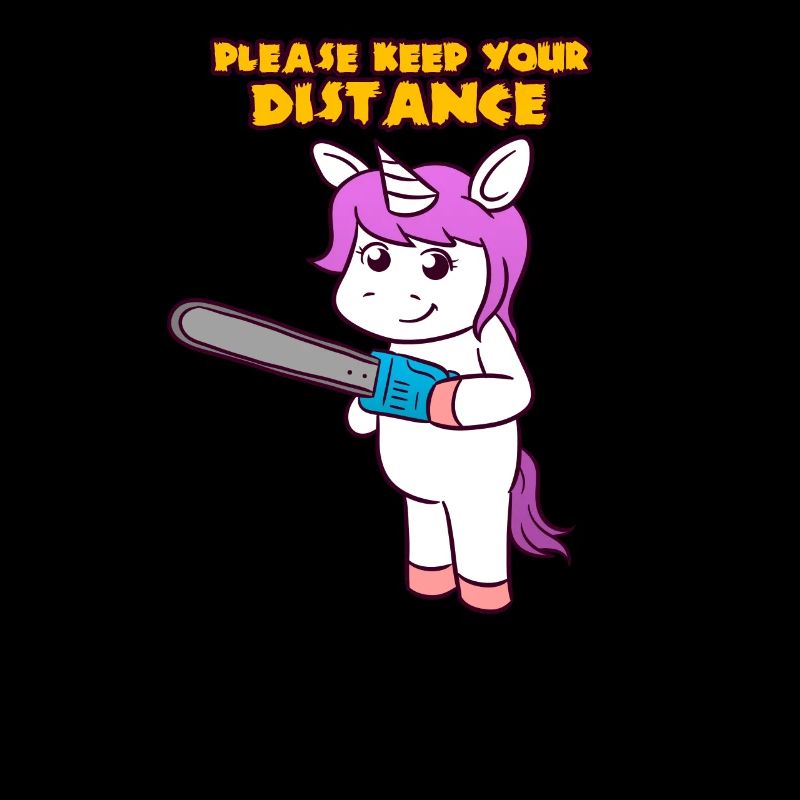 Please Keep Your Distance Horror Cute Unicorn