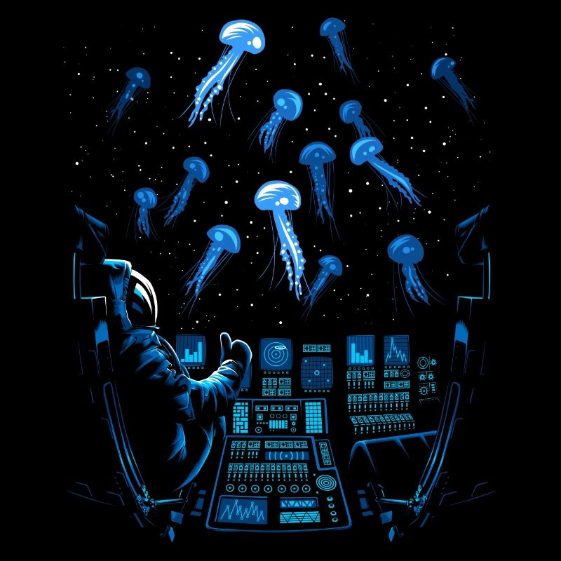 Astronaute avec des méduses