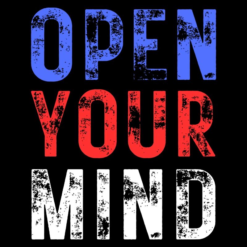 OPEN YOUR MIND – Farbe Blau, Rot, Weiß