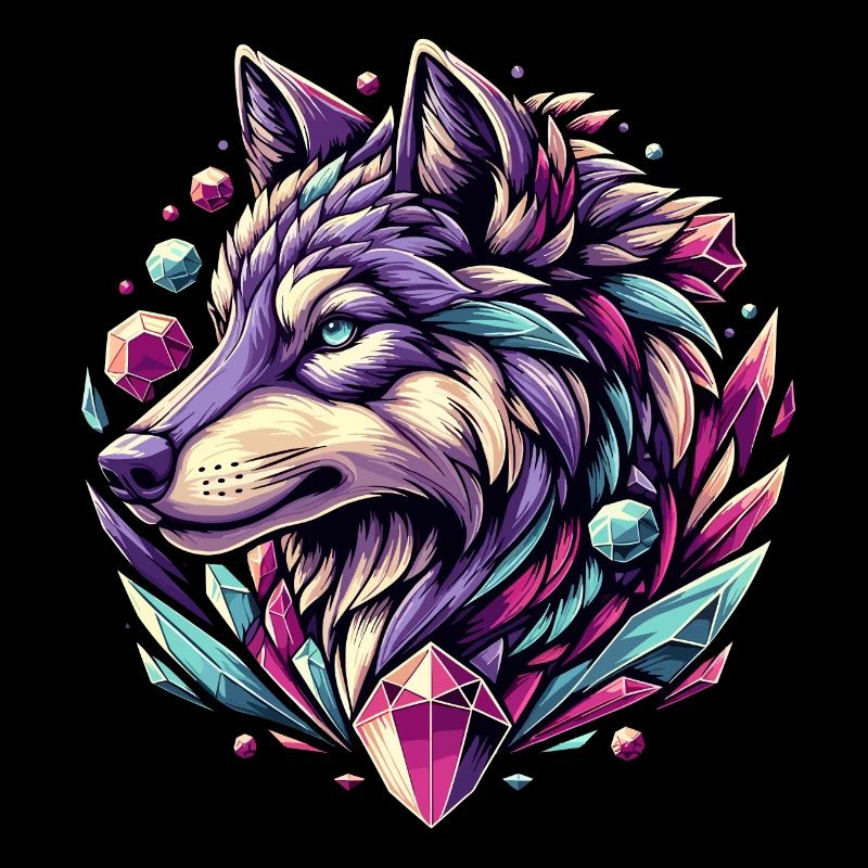 Digital Art - Majestic Wolf Head with Gemstone