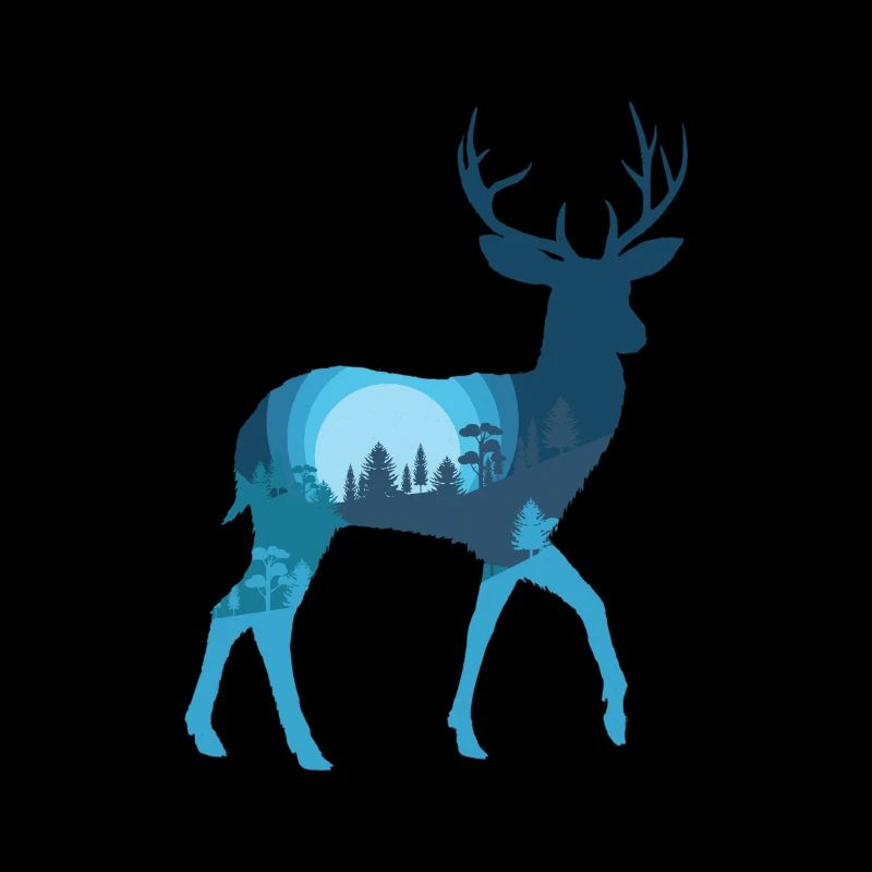 Deer stag forest landscape nature night gift