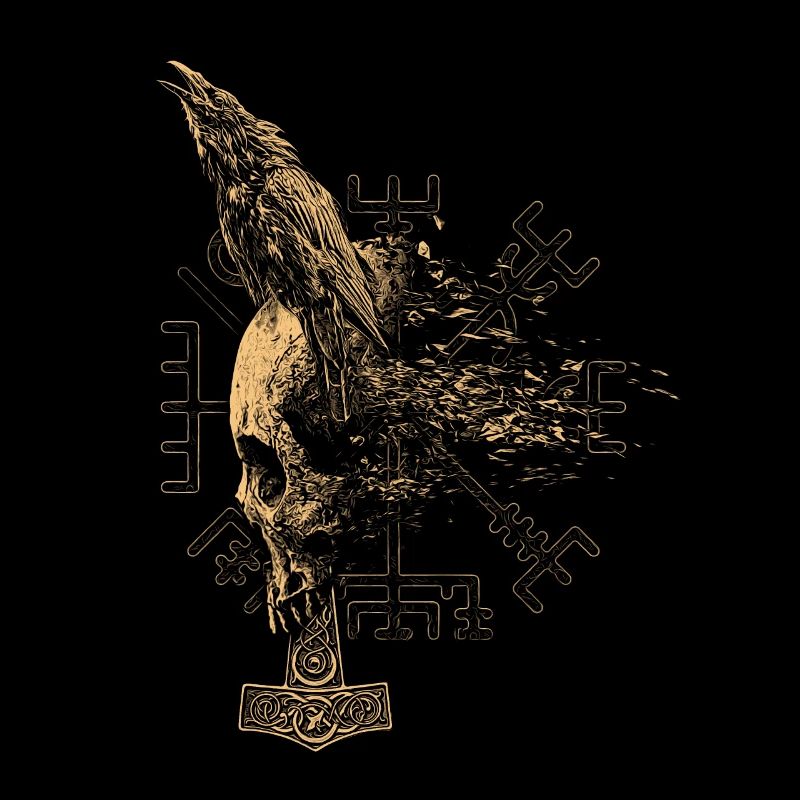 Wikinger Skull Thor Hammer Krähe