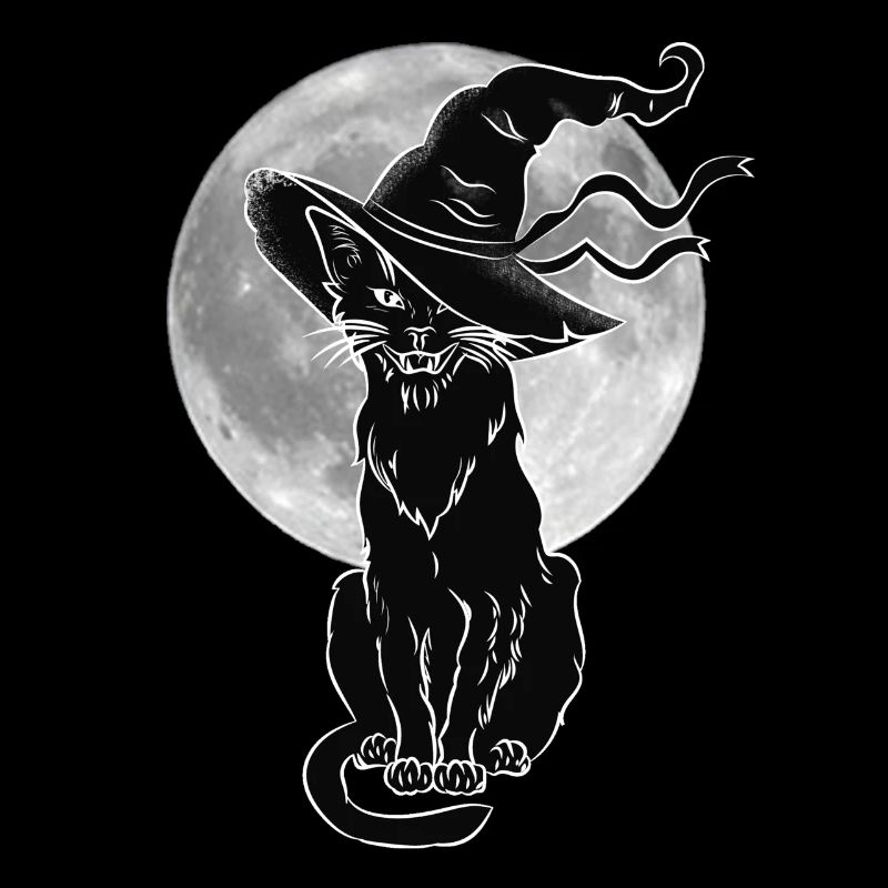 Black cat halloween cat witch horror