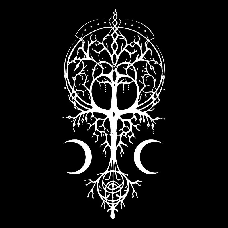 Pagan Symbol Magic Tree Wicca Occult Moon