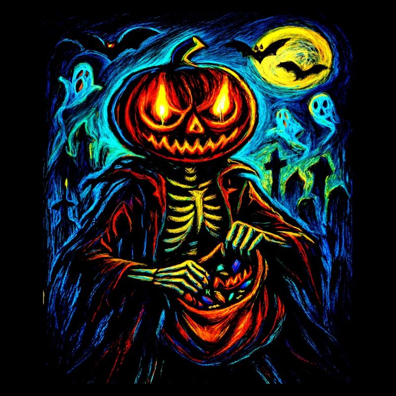 Pumpkin Head Skeleton Spooky Halloween
