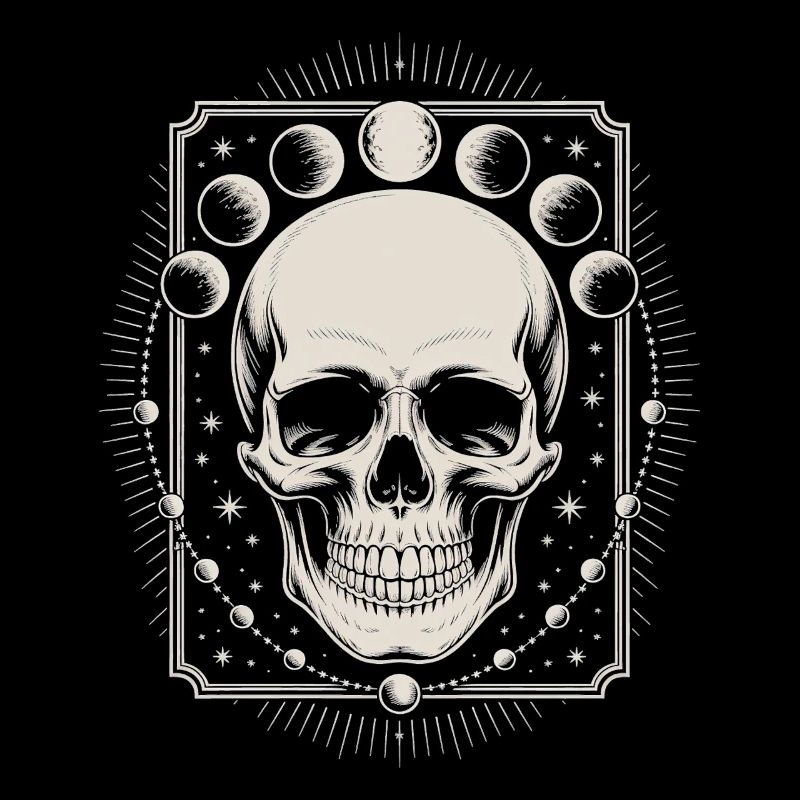 Gothic Totenschädel mit Mondphasen mystisches Design