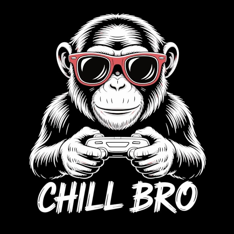 Gamer T-Shirt – "Chill Bro" Monkey with Controller