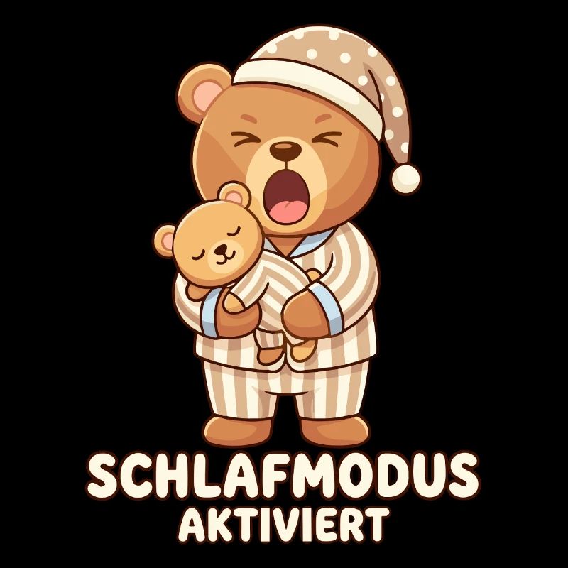 Schlafshirt Schlafen Pyjama Teddybär Schlafmodus