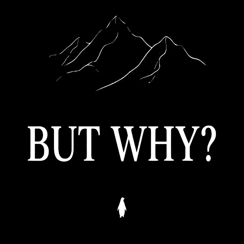 BUT WHY? Penguin Mountains Line Art