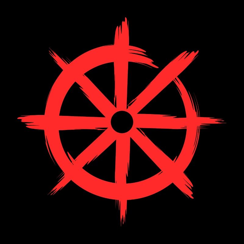Roue de l'enseignement du bouddhisme dharmachakra rouge