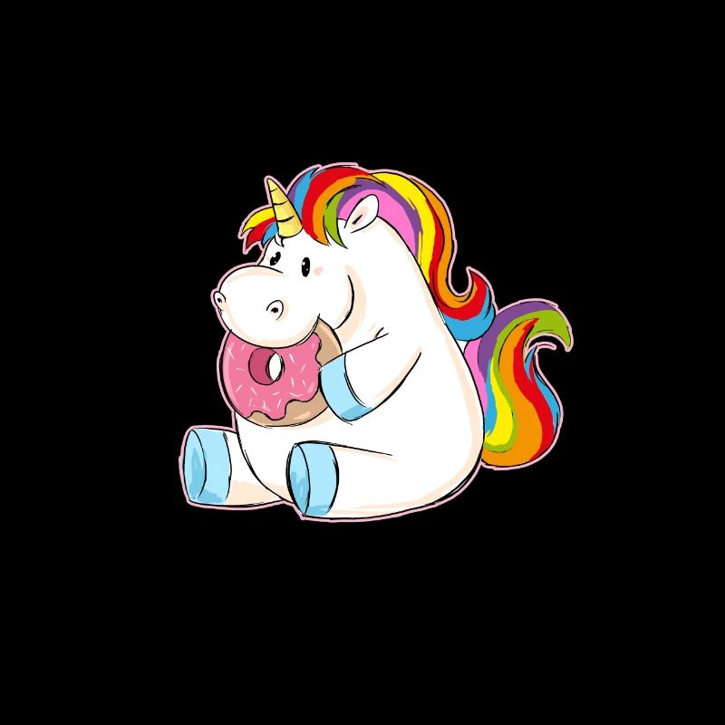 Dickes Einhorn isst Donut Geschenkidee
