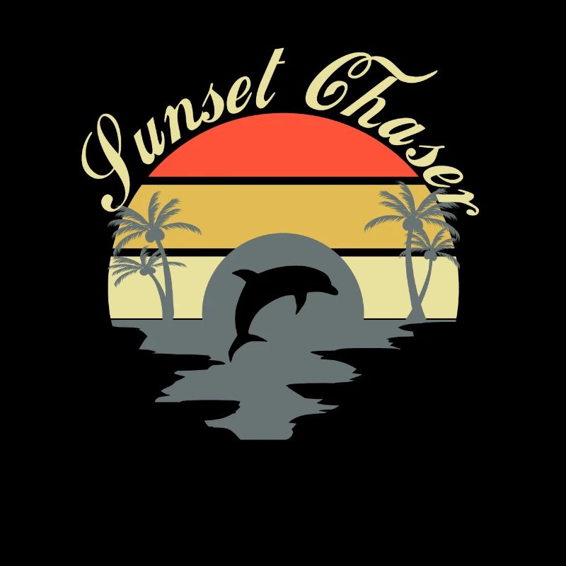 Silhouette rétro dauphin Sunset Chaser Dolphin