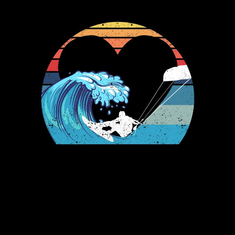Retro Simplistic Heart Ocean Beach Lovers Surf