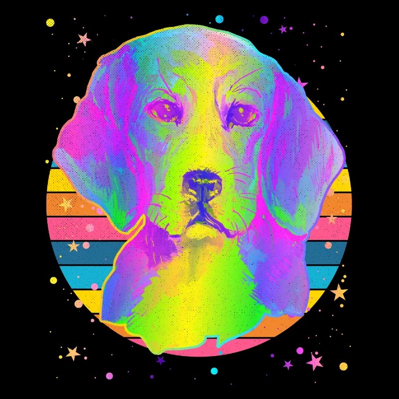 Beagle Hund Regenbogen Space Schwarz