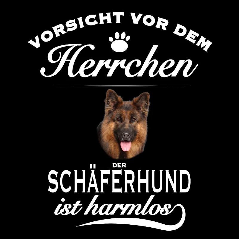 Vorsicht vor dem Herrchen, harmlos - Schäferhund