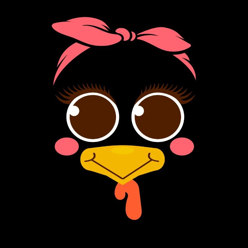Cute Turkey Face Bow Funny Thanks