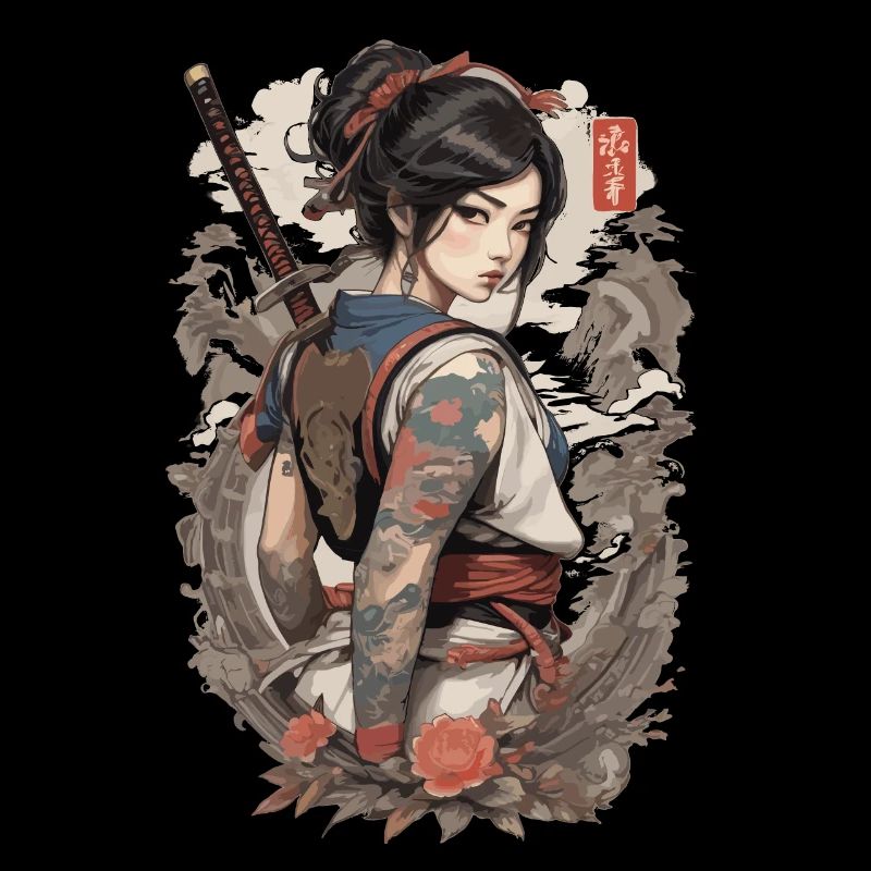 Japanische Samurai-Ninja-Frau