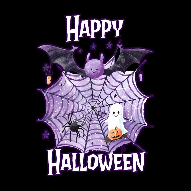 Happy Halloween Spinnennetz mit süßer Spinne