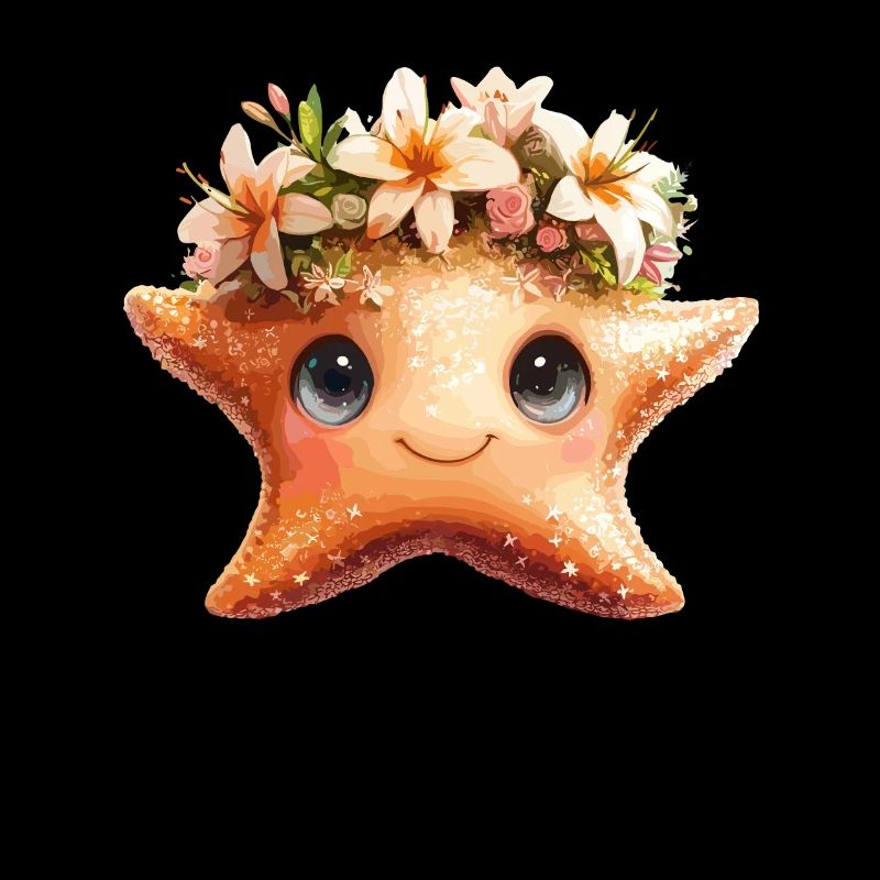 Étoile de mer avec couronne de fleurs