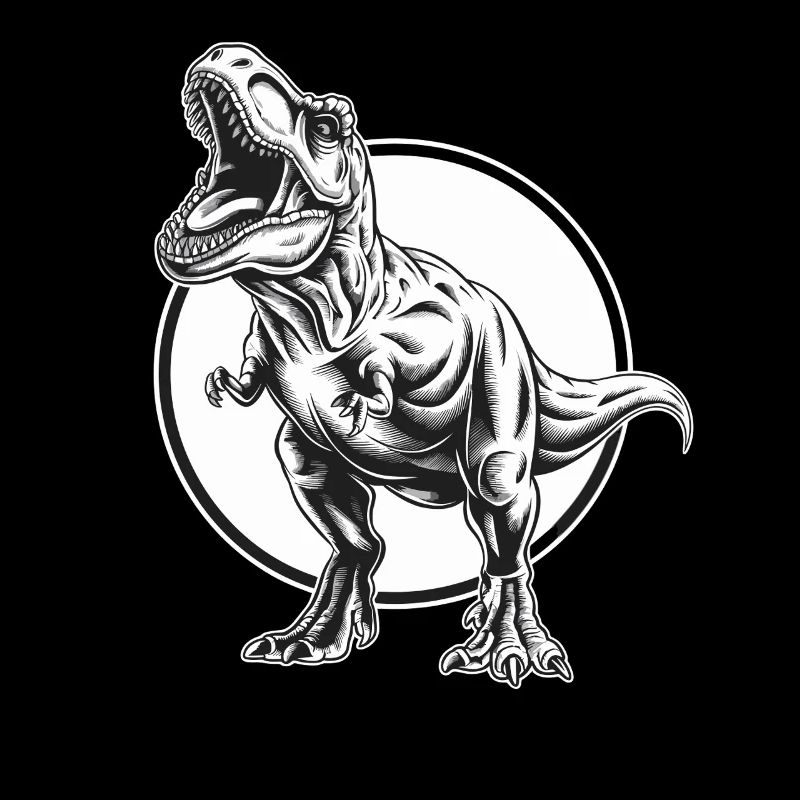 Imposant dinosaure T-Rex devant un motif de lune