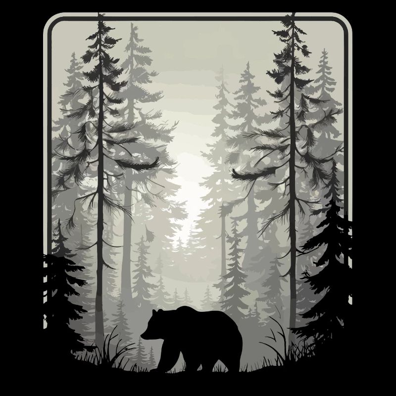 Bear Forest Fog Trees Landscape