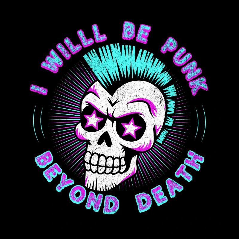 Neon Punk Rock Totenkopf Design - Punk jenseits des Todes 80