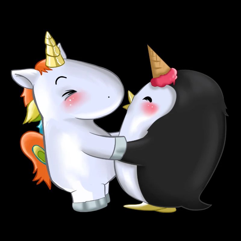 Cadeau de câlin de corne de glace de pingouin licorne mignon
