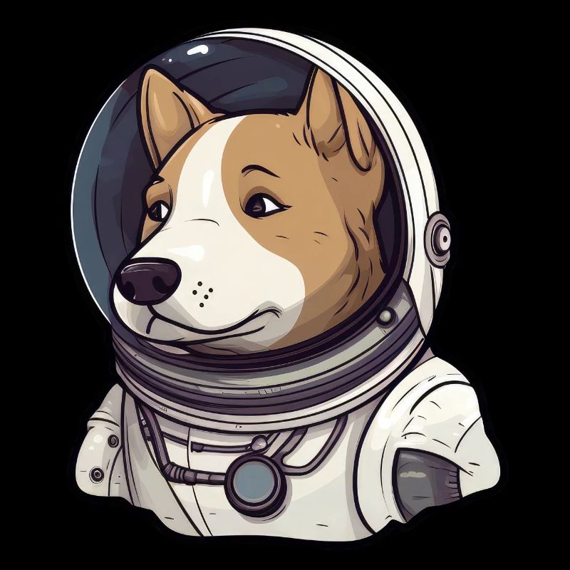 Drôle de chien astronaute dans le dessin animé de bande dessinée spatiale