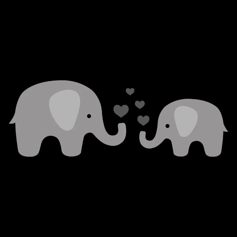 Doux bébé éléphant et maman avec des cœurs