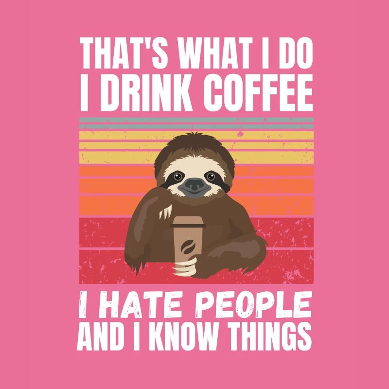 Faultier I Hate People Retro